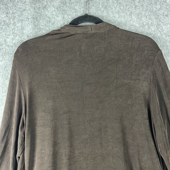 Chicos Travelers Cardigan Womens Large 2 Brown Slinky Knit Open Front Casual - Picture 8 of 11